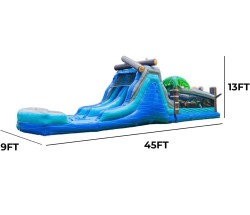 45 Foot Obstacle Course Dual Lane Water Slide