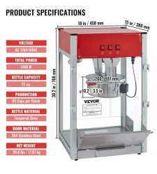 VEVOR Popcorn Maker, 1440W Popcorn Machine